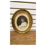 Framed Photo In Oval Frame, Signed  16" x 12ï¿½