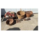 Wicker Baskets With Cast Iron Wheels,Peddler