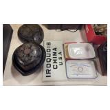 Vintage Soap Dishes, Porcelain Sign, Stacking