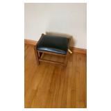 Oak Ottoman With Green Cushion