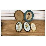 5- Vintage Framed Prints- 1- Glass is Cracked