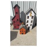 3 Lighted Wooden Houses