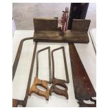 Wood Miter Box W/4 Saws