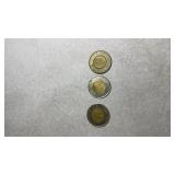 3- Canadian $2 Toonies, 2-1996, 1- 2002