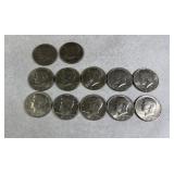 12 Kennedy 1/2 Dollars- 2- 1977, 10- 1979