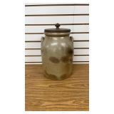 Stoneware Crock With Wooden Lid