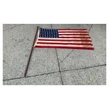 American Flag on Wooden Pole