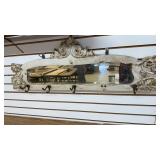 Ornate Beveled Mirror With Coat Hooks