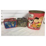 Themed Late Metal Lunch Box And Trash Can