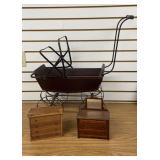 2 Doll Dressers and a Wooden Toy Basinet