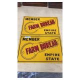 2 Tin Farm Bureau Signs