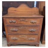 Walnut 3 Drawer Dresser W/Mustache Pulls