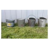 4 Galvanized Milk Pails