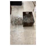 Wooden Crate and Wire Carrier with Glass Milk
