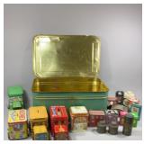 Tin Box with Assortment of Tin Banks