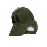 American Flag Green Patch Olive Baseball Cap