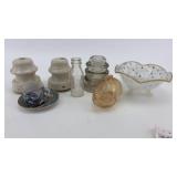 Lot of Glass Insulators, Bowl, Piggy Bank