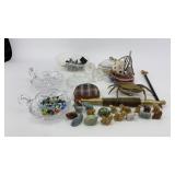 Assorted Glassware, Little Wades, and Marbles
