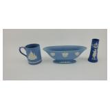 Wedgewood Made in England Mug and Dish, Blue Vase