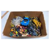 Box of Assorted Action Figures and other Toys
