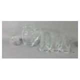Blue Heron Glass Works Pitcher, Nambe Glasses,