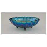 Large Blue Iridescent Carnival Glass Dish