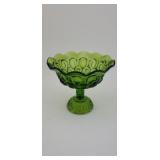 Large Green Glass Stemmed Dish