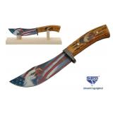 New 10" Eagle Style Hunting Knife w/ Wooden Stand