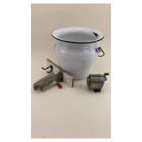 Porcelain Pot, Can Opener, Pencil Sharpener