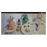 Peter Rabbit Ornament & Plate, Stuffed Bunnies