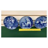 3- Berlin Design Genuine 71/2"- Blue China Plates