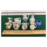 7 Mini Creamers, 2 Mini Vases