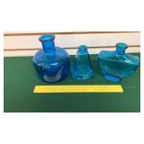 3 Blue Vases