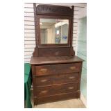 Early 3 Drawer Spoon Carved  Dresser 40"w