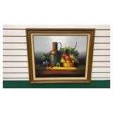 Framed Oil Painting Fruit/Decanter 30"w x 26"h