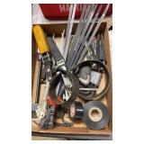 Box of Zip Ties, Tape and Wrenches