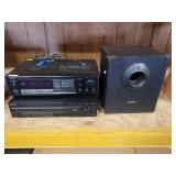 Aiwa Subwoofer, Onkyo Tuner Amplifier, Sony CD