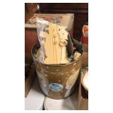 Tin with Wooden Decorations Unfinished