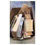 Box Lot of Wood Crafts/Decorations