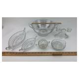 Asst. Clear Glass Serving Dishes, Candle Holder
