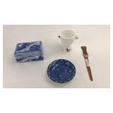 Porcelain Box, Dish, Cup, & Copper