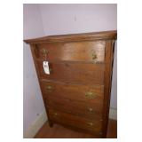 5 DRAWER OAK HIGHBOY DRESSER