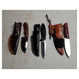 3 Knives with Sheaths