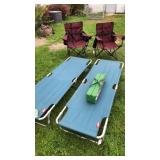 Tent, 2 Cots, and 2 Folding Chairs