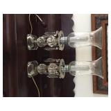 Pair Of Glass Dresser Lamps W/Glass Prisims