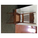 Oak Press Back Chair With Cain Seat