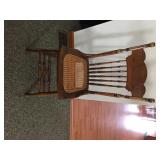 Oak Press Back Chair With Cain Seat