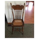 Oak Press Back Chair With Cain Seat
