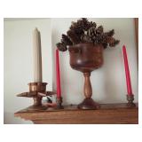 Wood Display with 3 Candle Holders