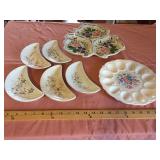 5- Bone Dishes, Egg Plate, Relish Dish